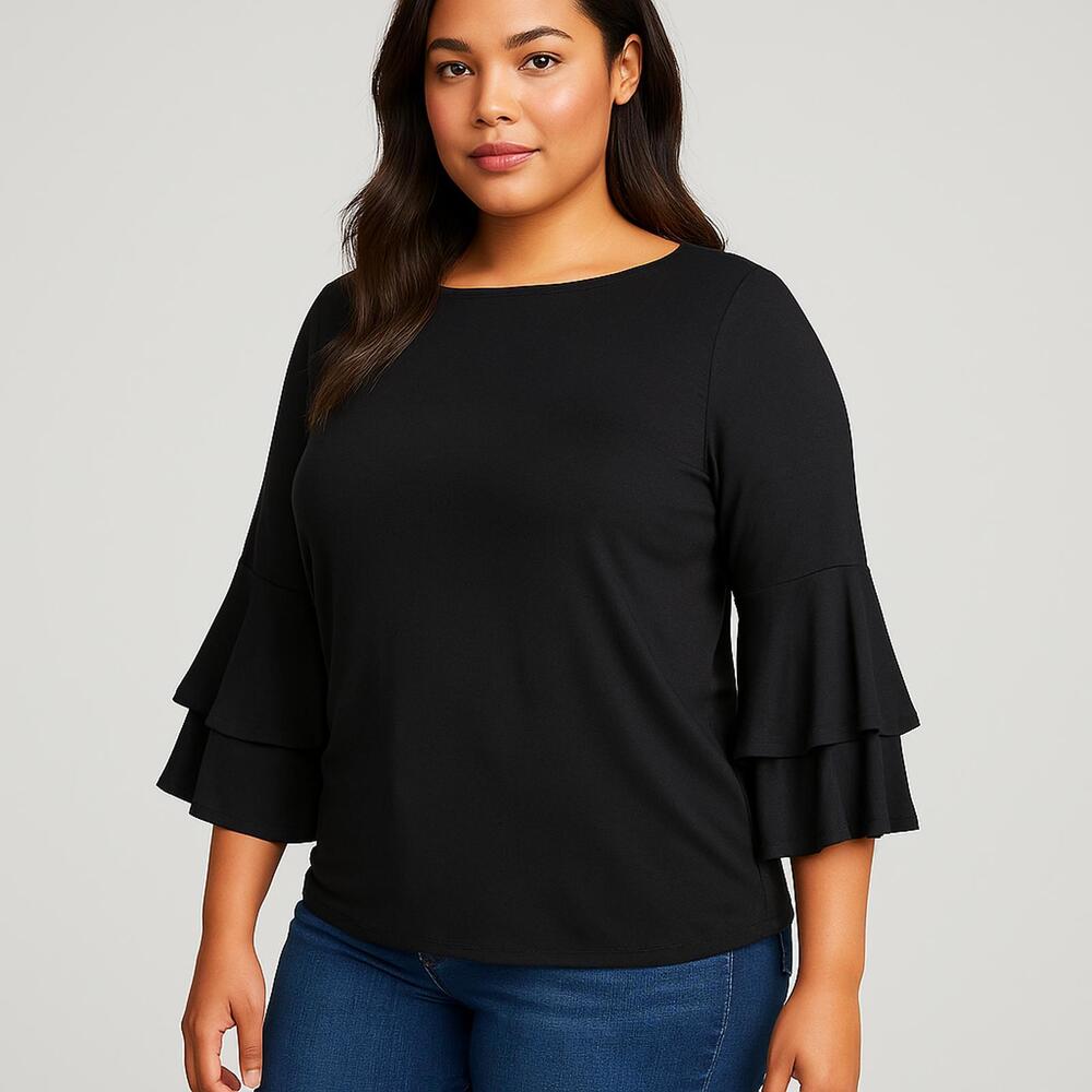 W5 Women’s Navy Blue Ruffle Sleeve Blouse Top Small